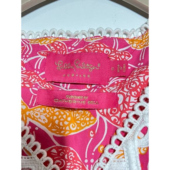 Lilly Pulitzer Jubilee Catherine Bell Tropical Fish Print Slvless Lace Dress 0 - Picture 7 of 9